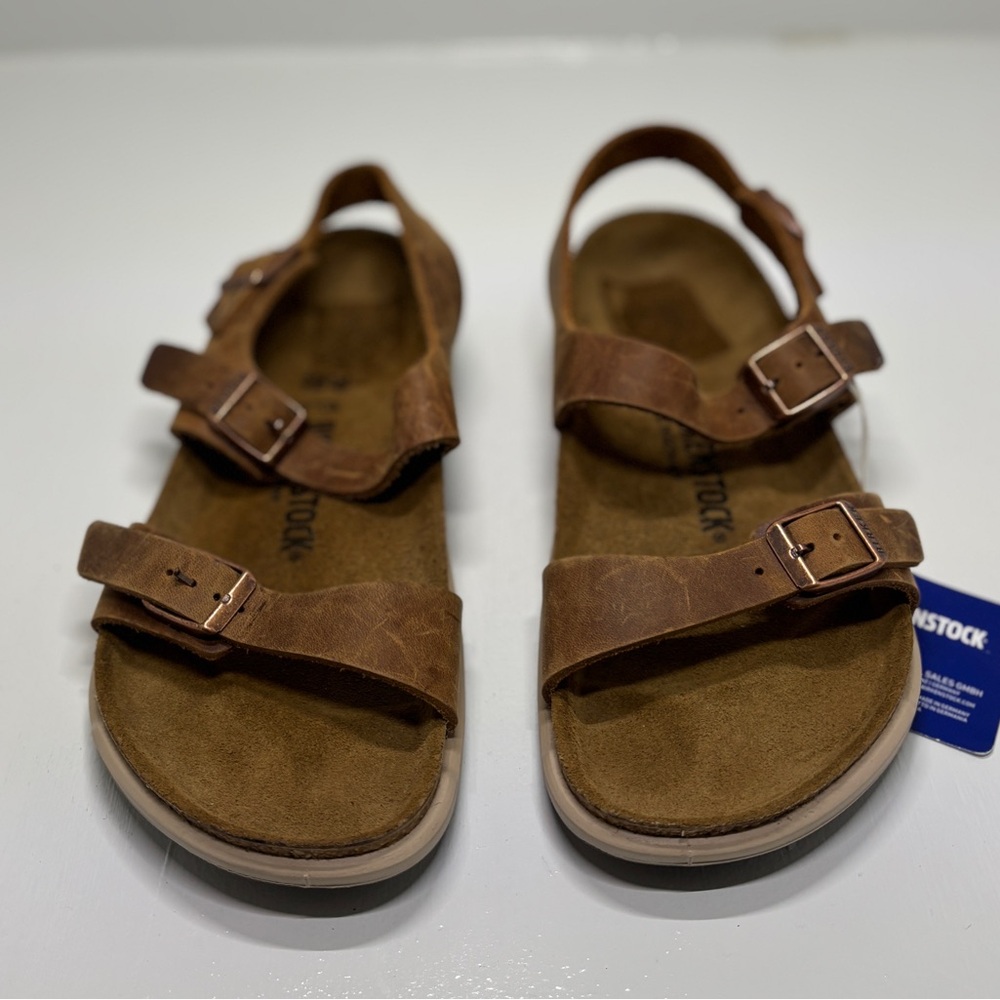 Birkenstock Milano Oiled Leather Sandals Brown EU 39 US Women’s 8–8.5 Backstrap - Picture 4 of 12